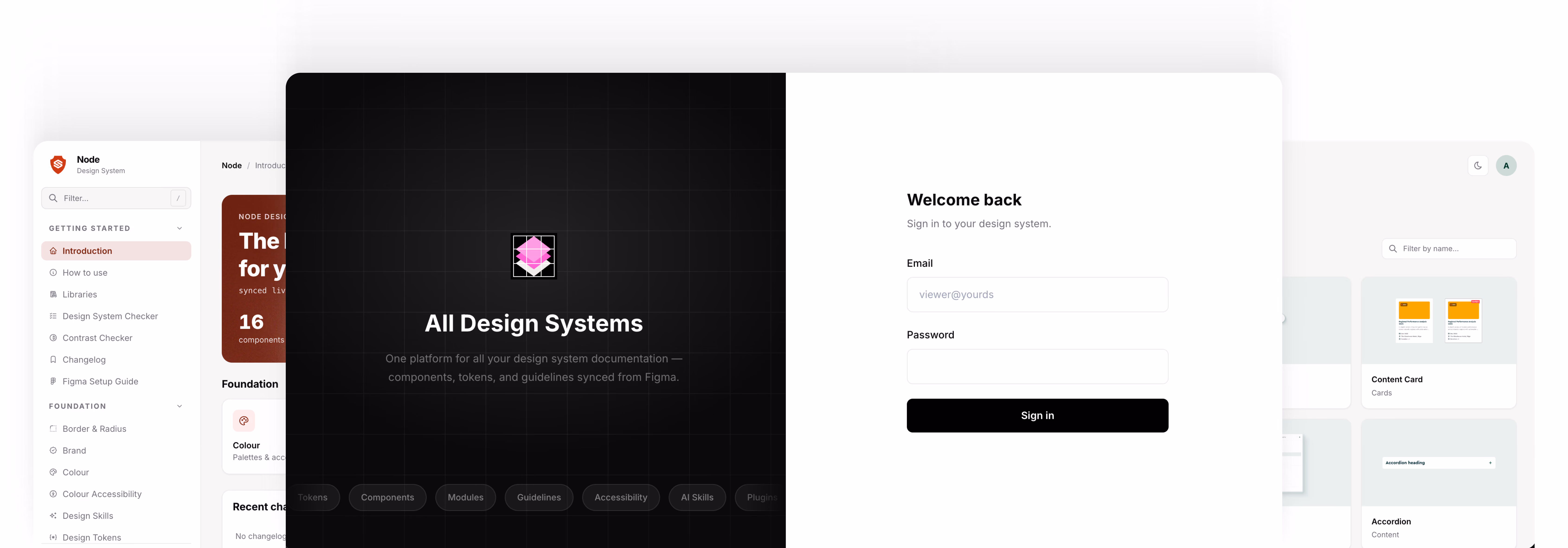 Login screen with 'Welcome back' prompt and fields for email and password on a white background.